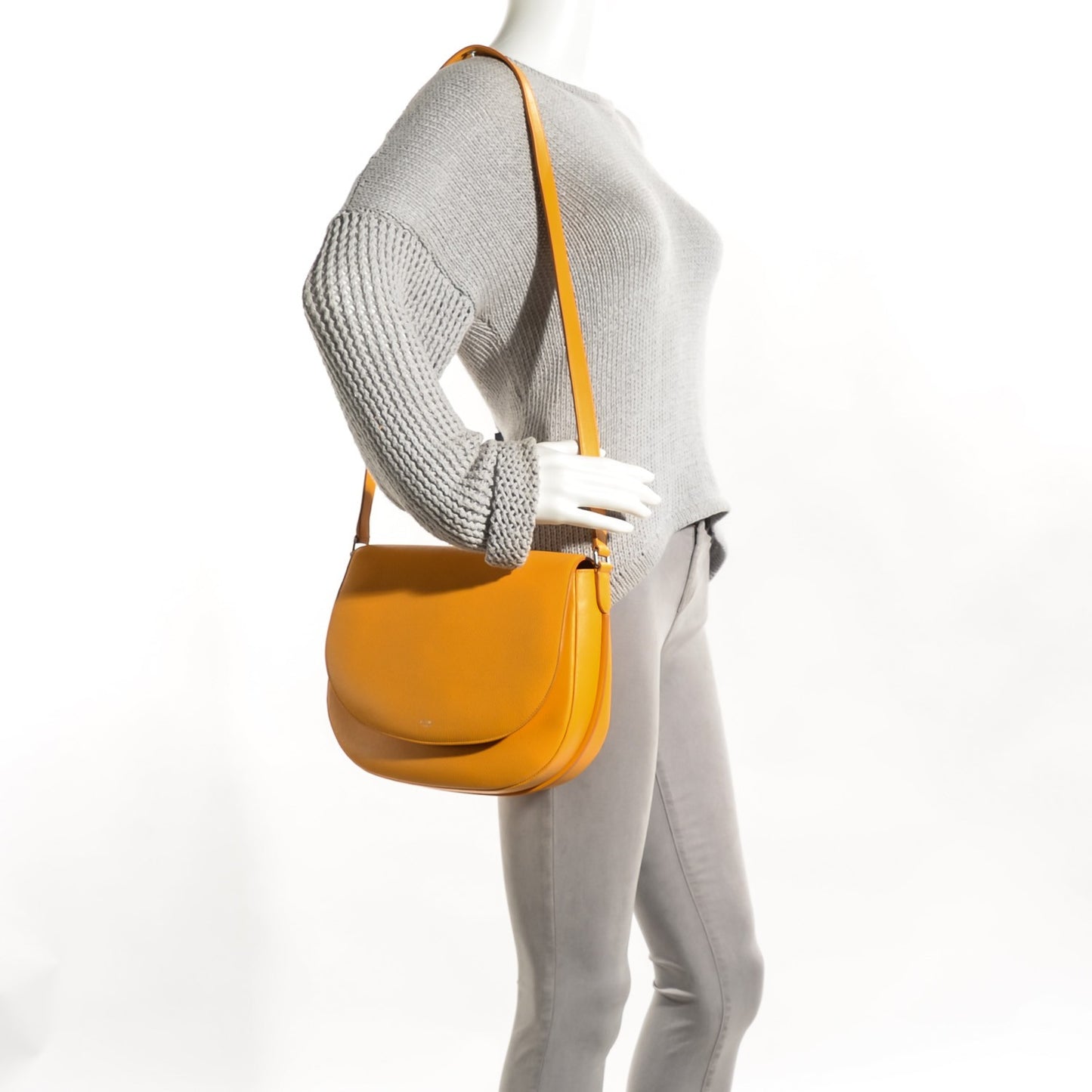 Grained Calfskin Trotteur Messenger Saffron