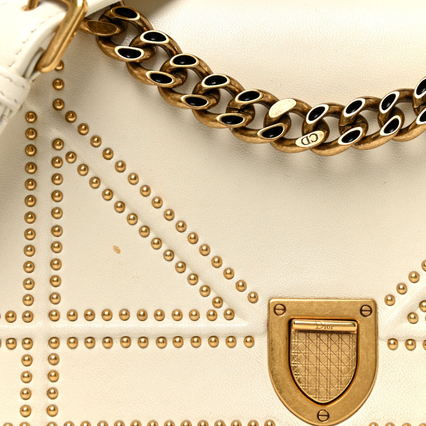 Lambskin Studded Medium Diorama Flap Bag Latte