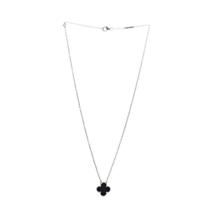 Van Cleef & Arpels 18K Yellow Gold Black Onyx Vintage Alhambra Pendant Necklace 3 of 5
