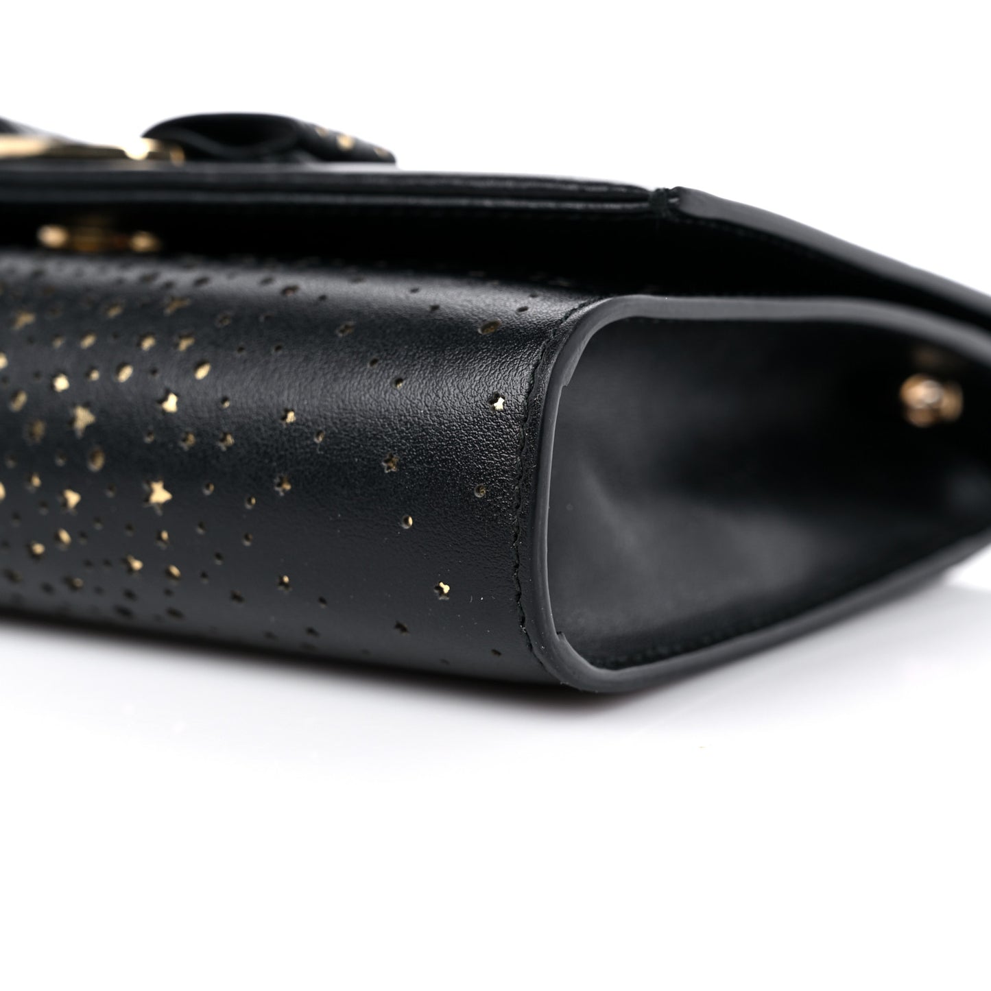 Laser Cut Calfskin Vara Bow Shoulder Bag Black