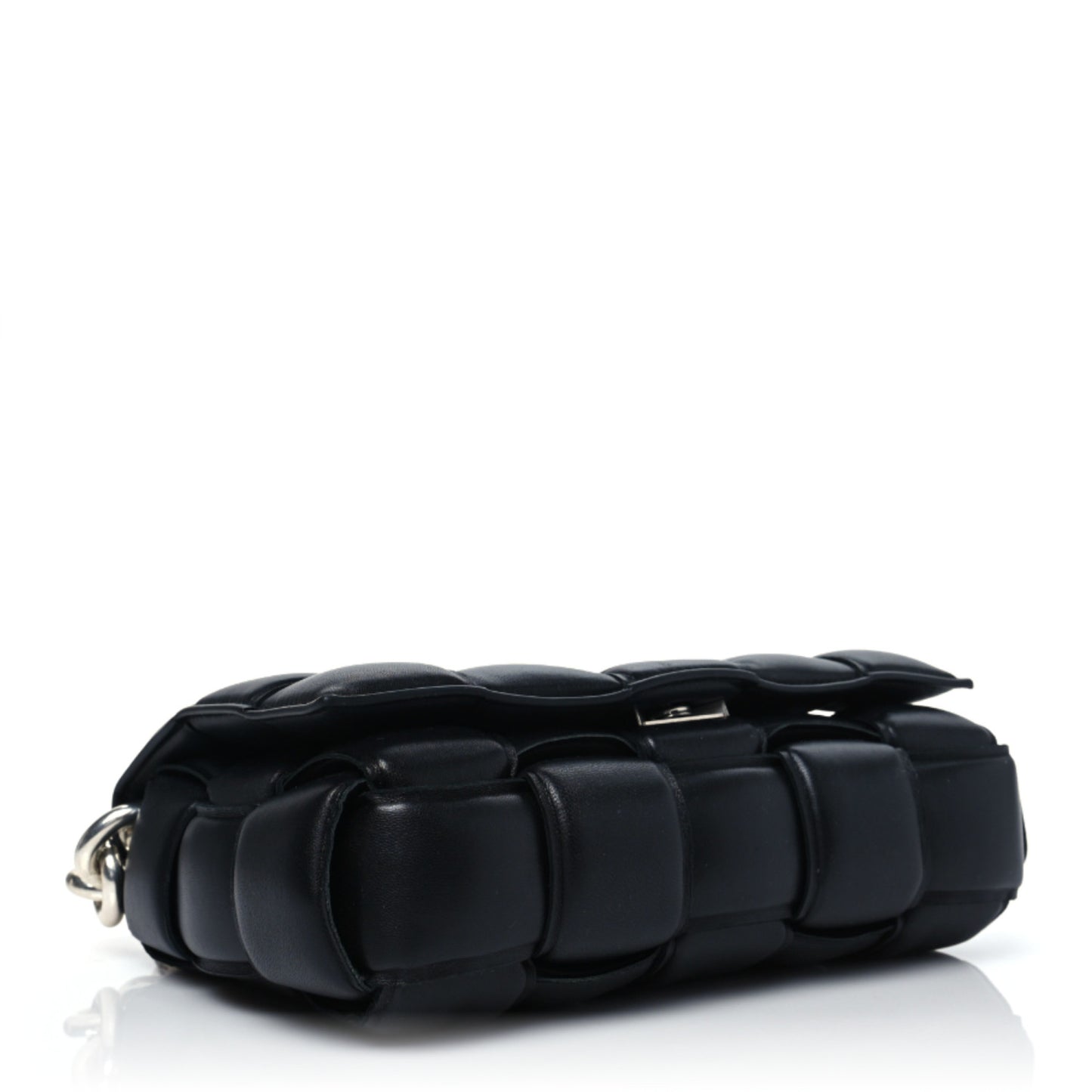 Lambskin Maxi Intreccio Padded Chain Cassette Crossbody Bag Black