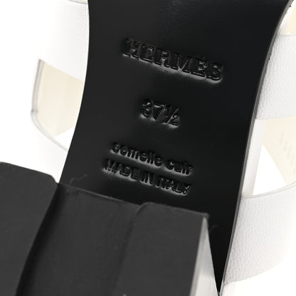 Hermes Nappa Gaby 60 Sandal 37.5 White 7 of 10