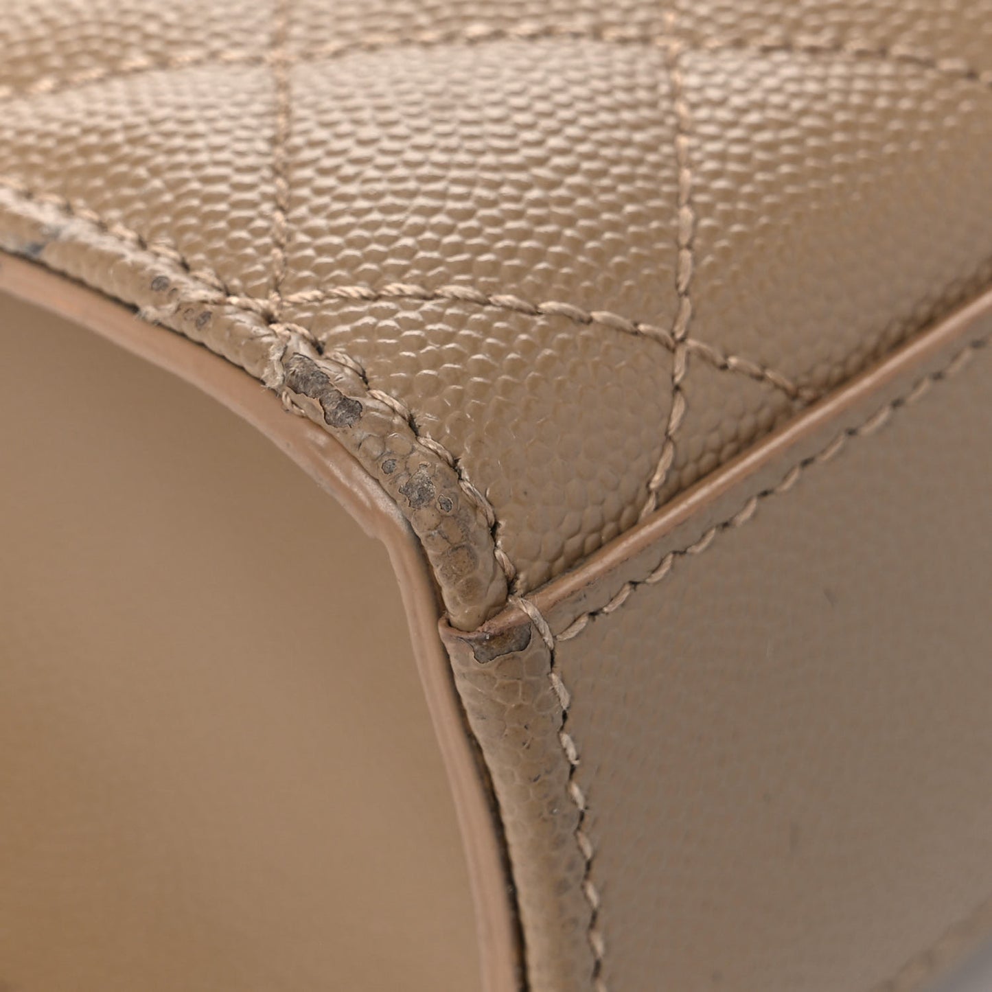 Grain De Poudre Textured Mixed Matelasse Medium Triquilt Monogram Satchel Dark Beige