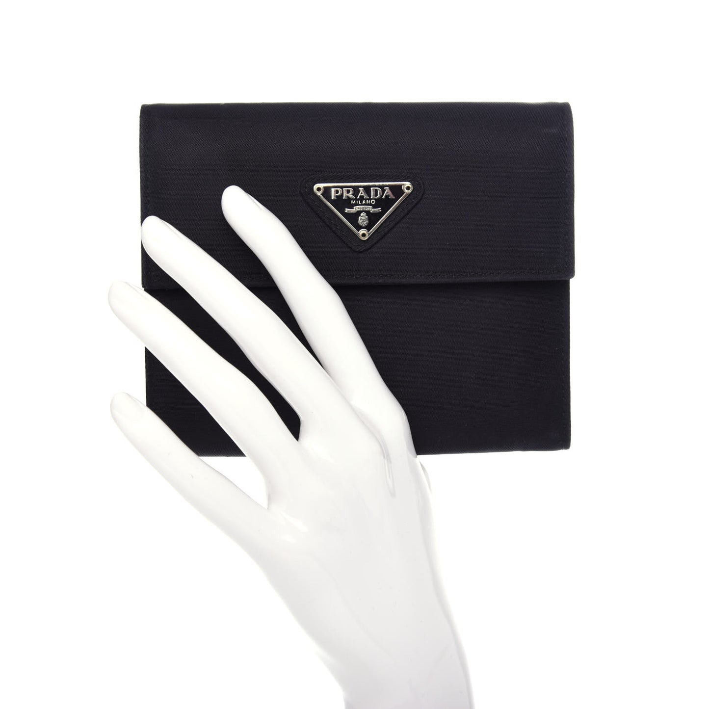 Nylon Tri-Fold Compact Wallet Black
