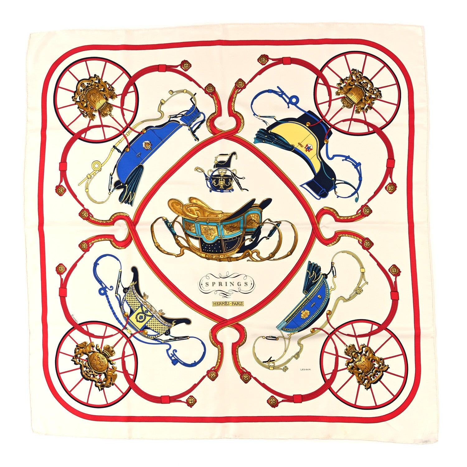 Hermes Silk Springs Scarf 90 White Multicolor 1 of 4