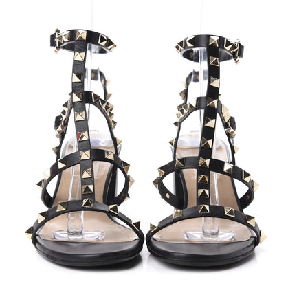 Valentino Garavani Calfskin Rockstud 60mm City Sandals 36 Black 2 of 9