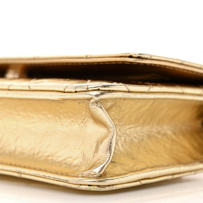 Chanel Hammered Metallic Calfskin Quilted Wallet On Chain WOC Gold 11 of 13