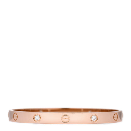 Cartier 18K Pink Gold 4 Diamond LOVE Bracelet 18 1 of 4