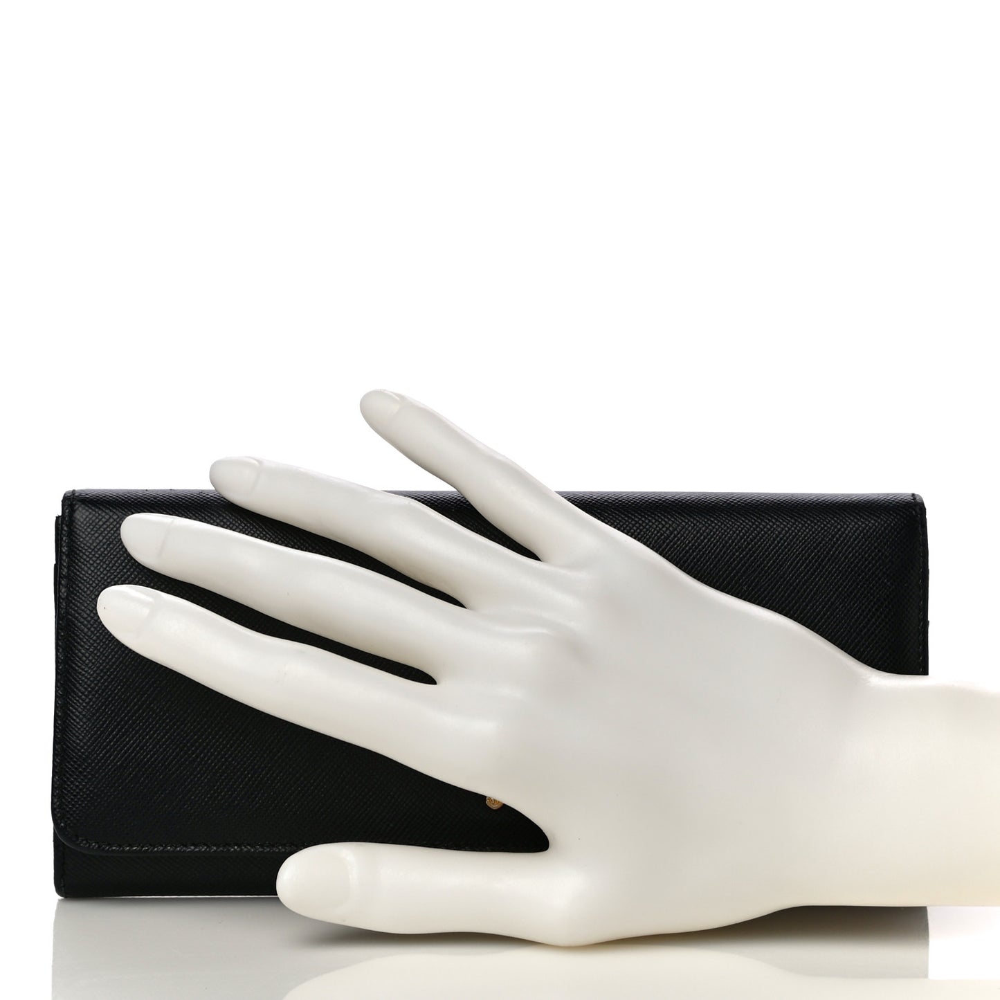 Saffiano Metal Continental Flap Wallet Black