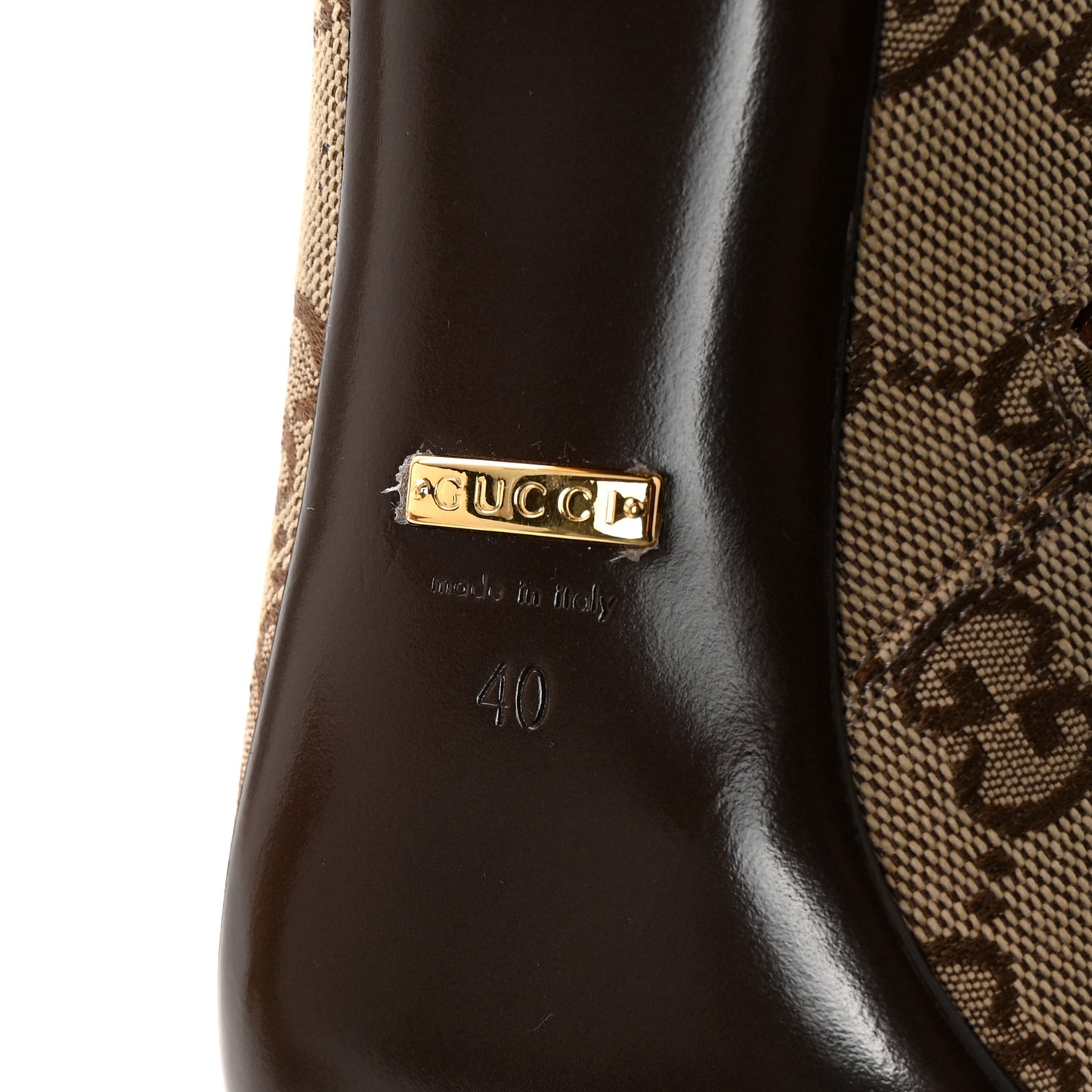 Monogram Cordovan Lux GG Ankle Boots 40 Beige Cuir