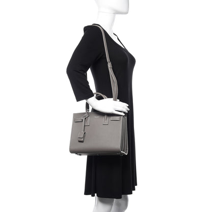Saint Laurent Grained Calfskin Topstich Baby Sac De Jour Grey 2 of 10