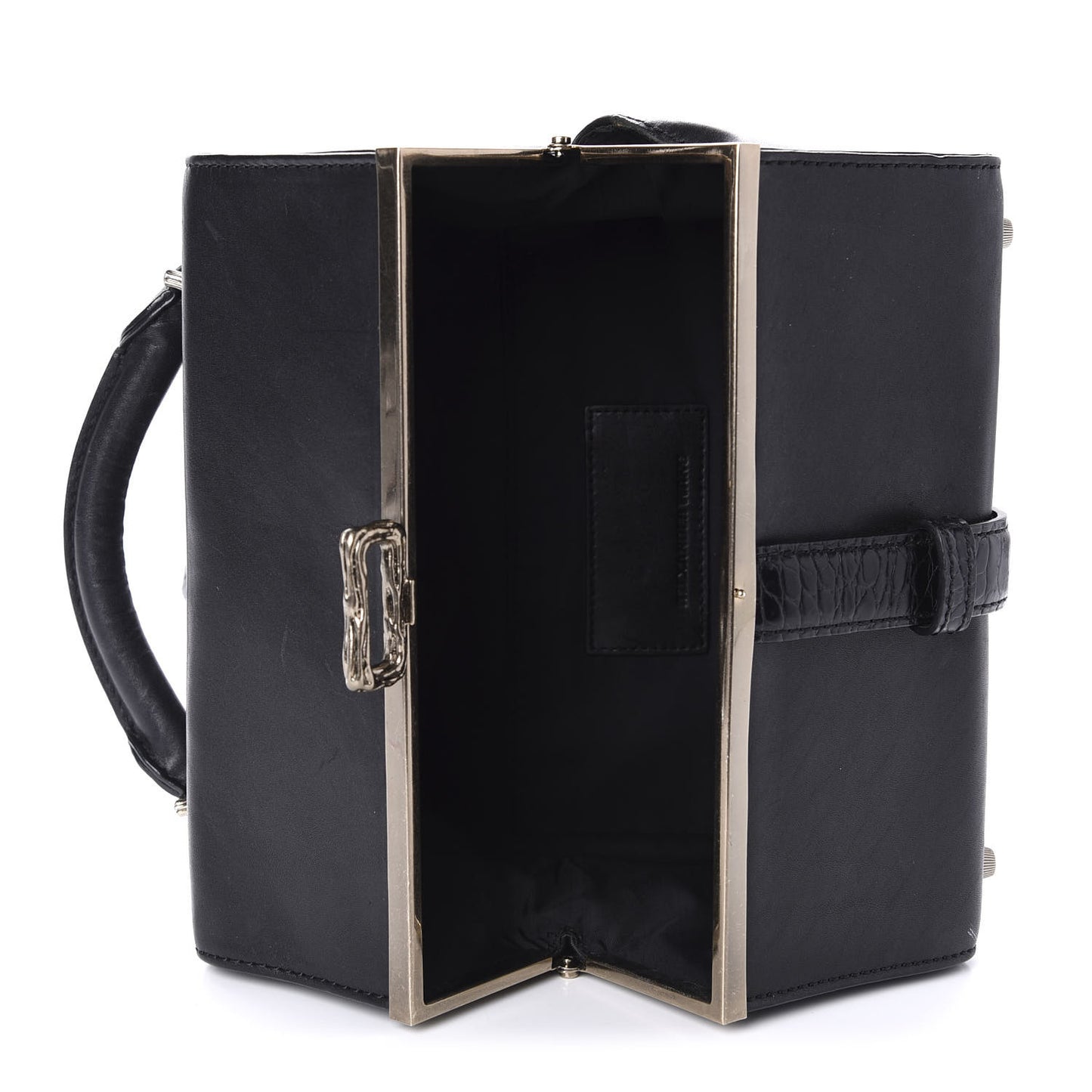 Calfskin Crocodile Embossed Tai Dopp Kit Bag Black