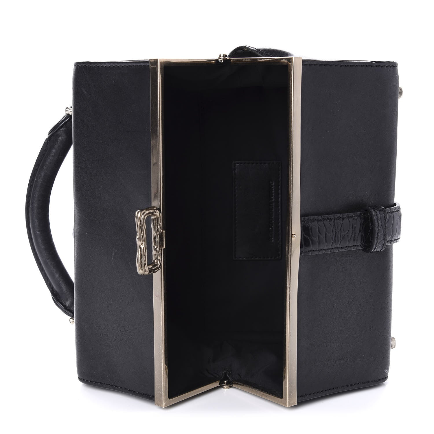Alexander Wang Calfskin Crocodile Embossed Tai Dopp Kit Bag Black 5 of 16