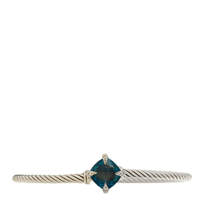 David Yurman Sterling Silver Diamond Hampton Blue Topaz 3mm Chatelaine Bracelet 1 of 3