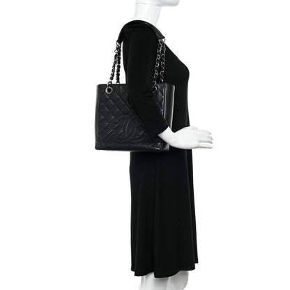 Chanel Caviar Quilted Petit Shopping Tote PST Black 2 of 10