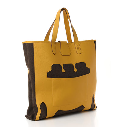 Hermes Canvas Calfskin Petit H Monsieur B Bag Jaune 3 of 8