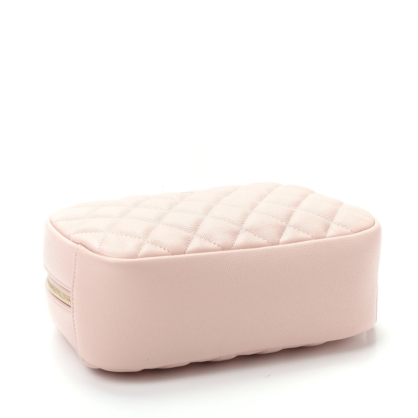 Caviar Quilted Medium Curvy Pouch Cosmetic Case Light Pink