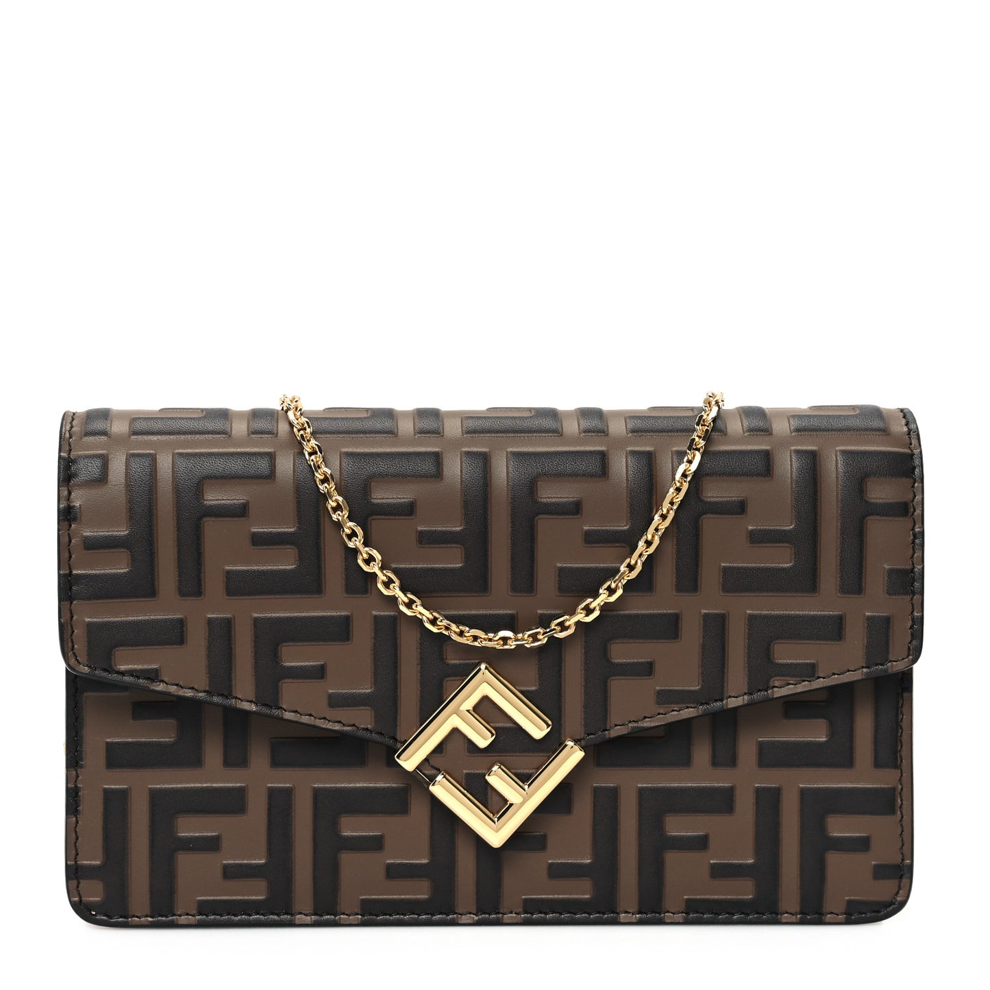 Vitello Ceylon Bi-Color FF 1974 Embossed FF Diamonds Chain Wallet Maya Black