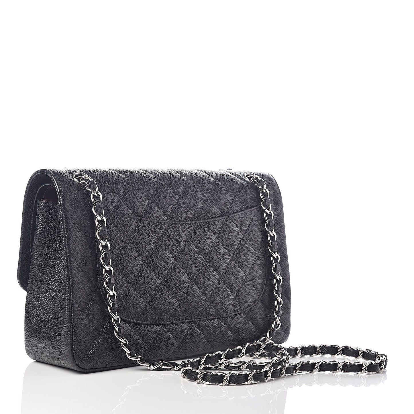 Caviar Quilted Jumbo Double Flap Black