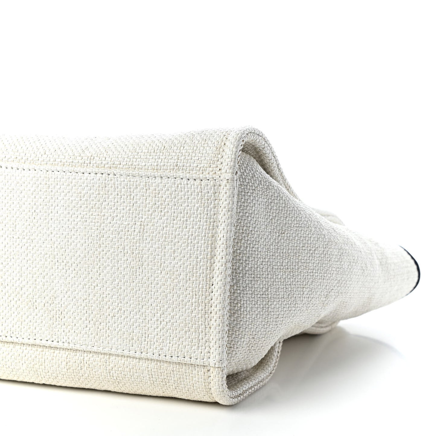 Woven Straw Raffia Medium Deauville Tote White Navy