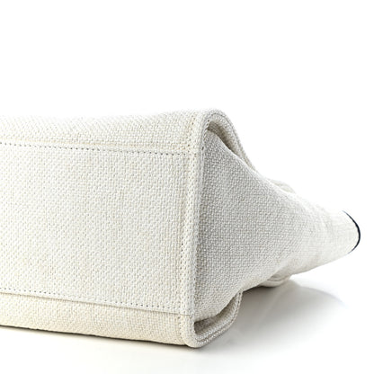 Chanel Woven Straw Raffia Medium Deauville Tote White Navy 8 of 9