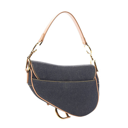 Christian Dior Denim Calfskin Saddle Bag Blue 3 of 10