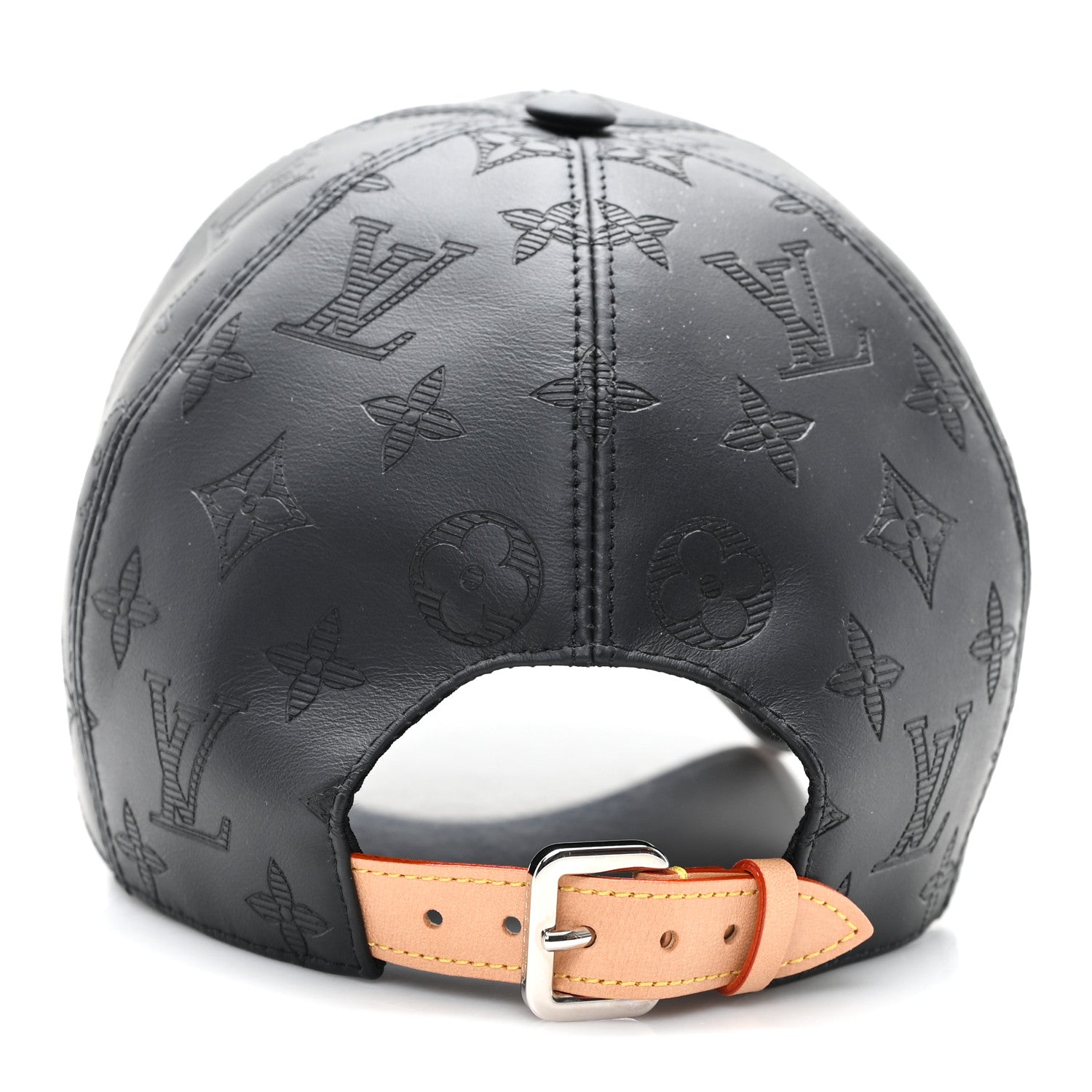 Louis Vuitton Calfskin Monogram Shadow Baseball Cap 60 Black 5 of 8