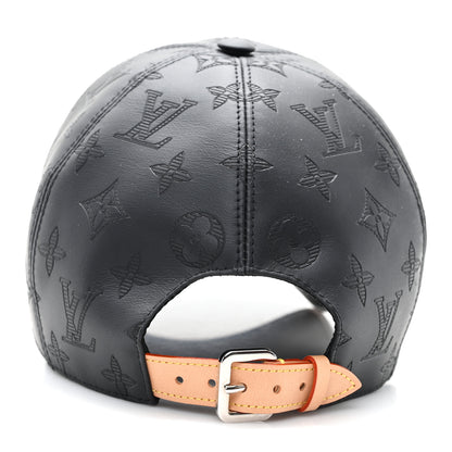Louis Vuitton Calfskin Monogram Shadow Baseball Cap 60 Black 5 of 8