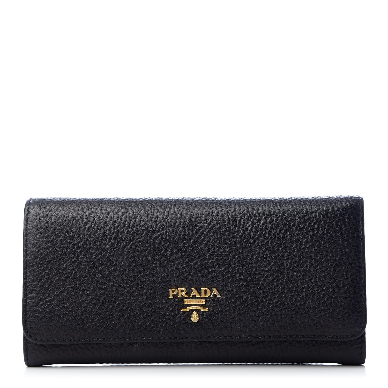 Prada Vitello Daino Continental Flap Wallet Black 3 of 8
