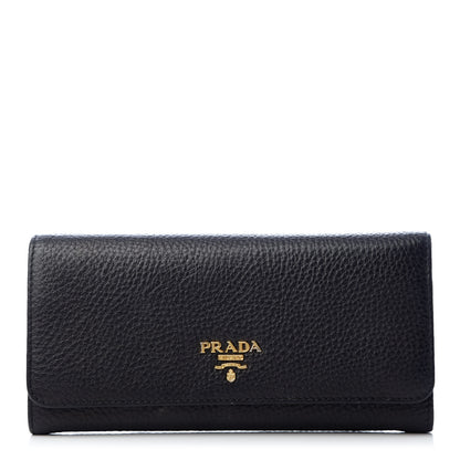 Prada Vitello Daino Continental Flap Wallet Black 3 of 8