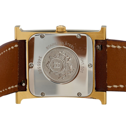 Hermes Stainless Steel Epsom 26mm Heure H Hour Quartz Watch Gold 4 of 4
