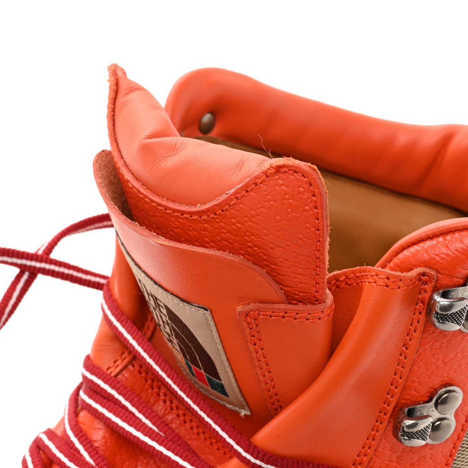 Gucci X THE NORTH FACE Monogram Textured Calfskin Mens Hiking Ankle Boots 11 Beige Ebony Deep Orange 15 of 16