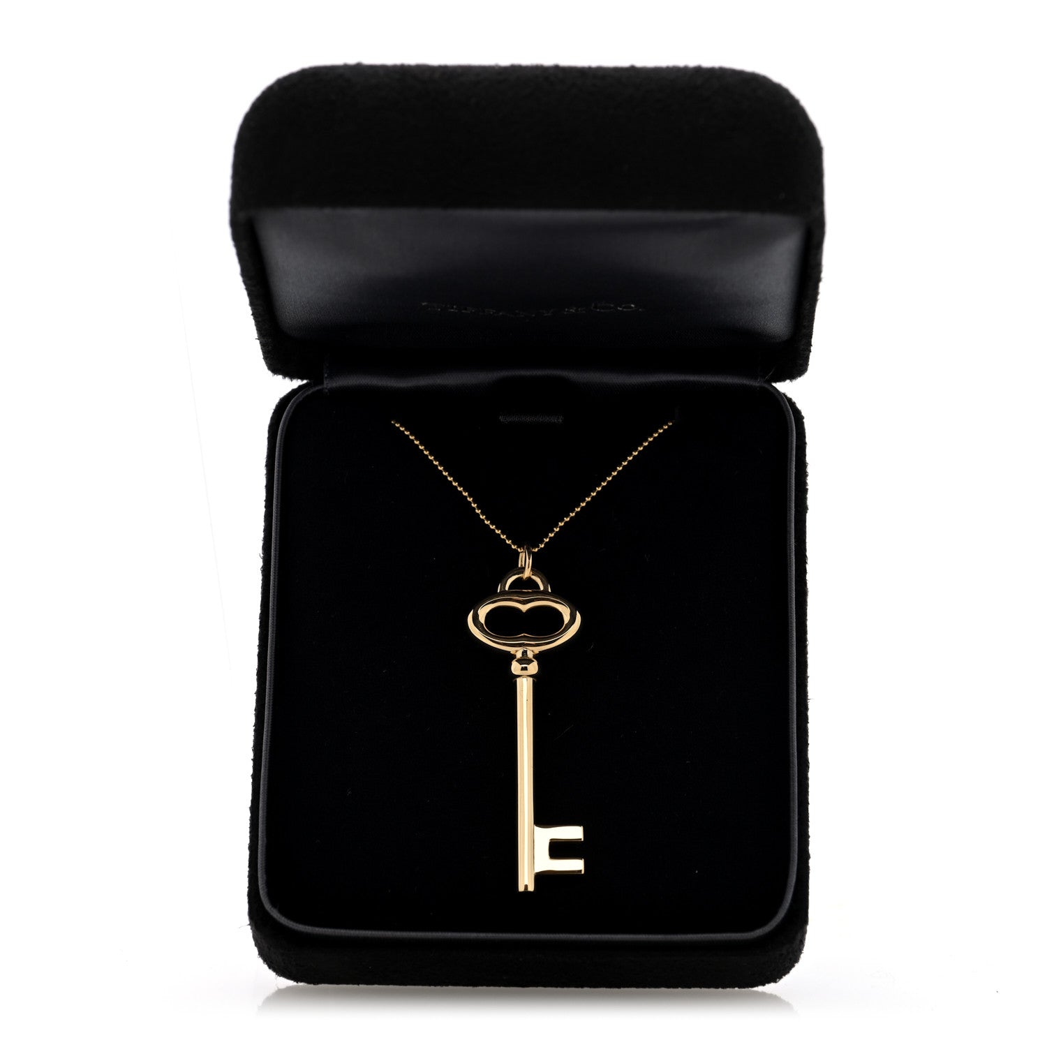 Tiffany 18K Yellow Gold Vintage Oval Key Pendant Bead Chain Necklace 5 of 5
