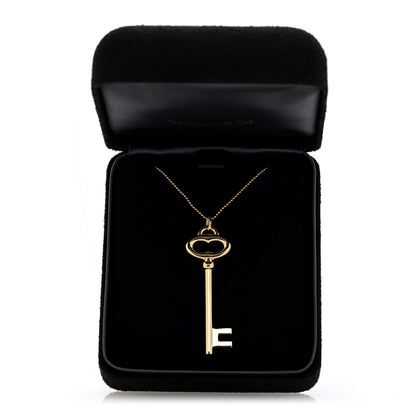 Tiffany 18K Yellow Gold Vintage Oval Key Pendant Bead Chain Necklace 5 of 5