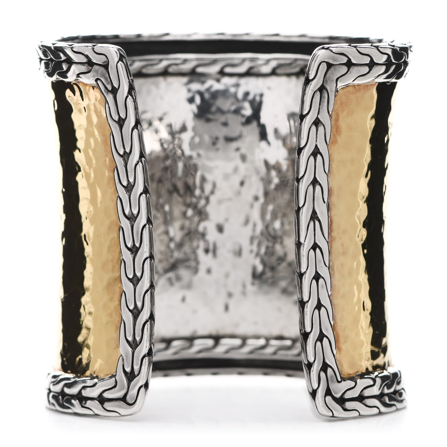 John Hardy Sterling Silver 22K Yellow Gold Classic Chain Palu Wide Cuff Bracelet 3 of 5