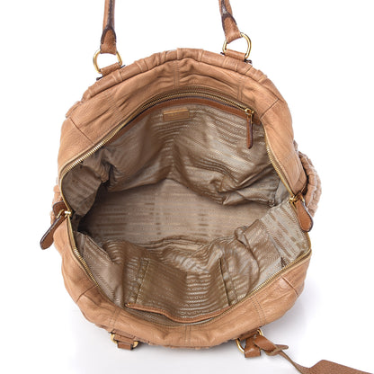 Prada Cervo Deerskin Gaufre Dome Satchel Naturale 5 of 30