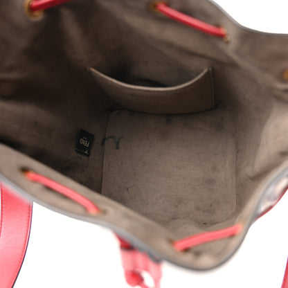 Fendi Vitello Grace F is Fendi Bi-Color FF 1974 Embossed Grande Mon Tresor Bucket Bag Maya Black Fragola 5 of 12