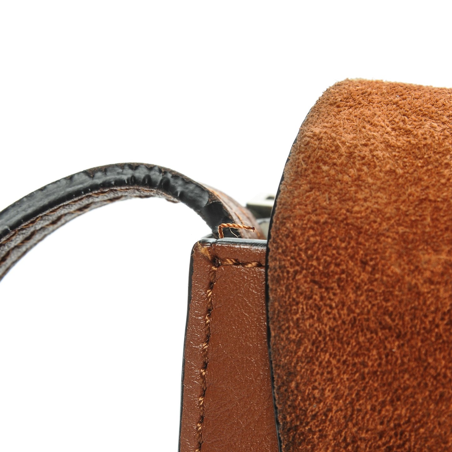 Suede Calfskin Small Faye Shoulder Bag Tobacco