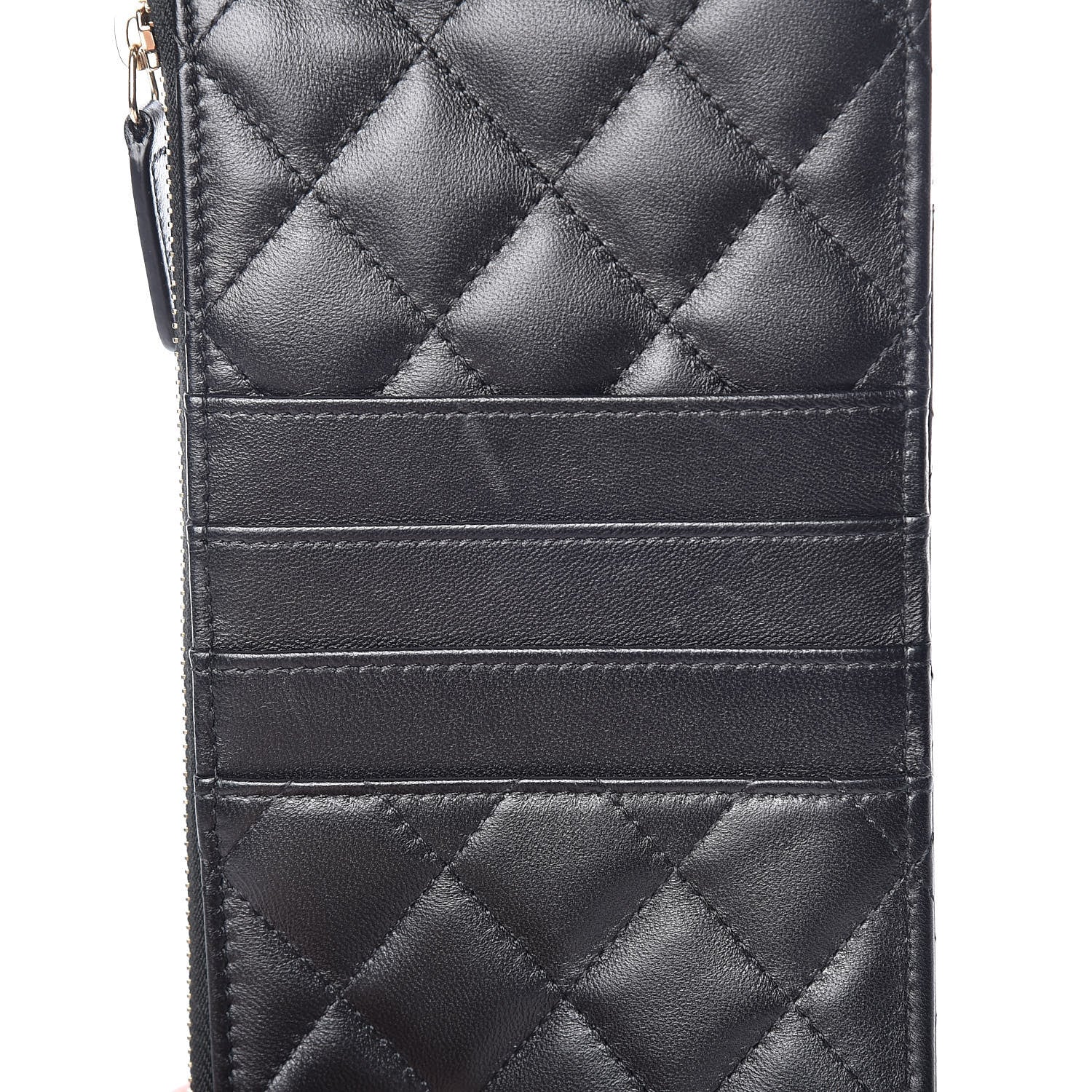 Chanel Lambskin Quilted Classic Flat Wallet Pouch Black 9 of 10