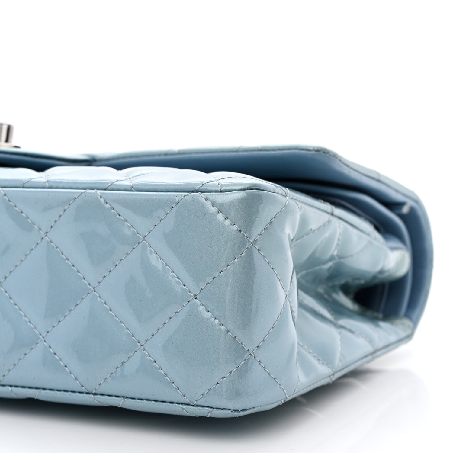 Chanel Patent Calfskin Quilted Medium Double Flap Turquoise 10 of 14