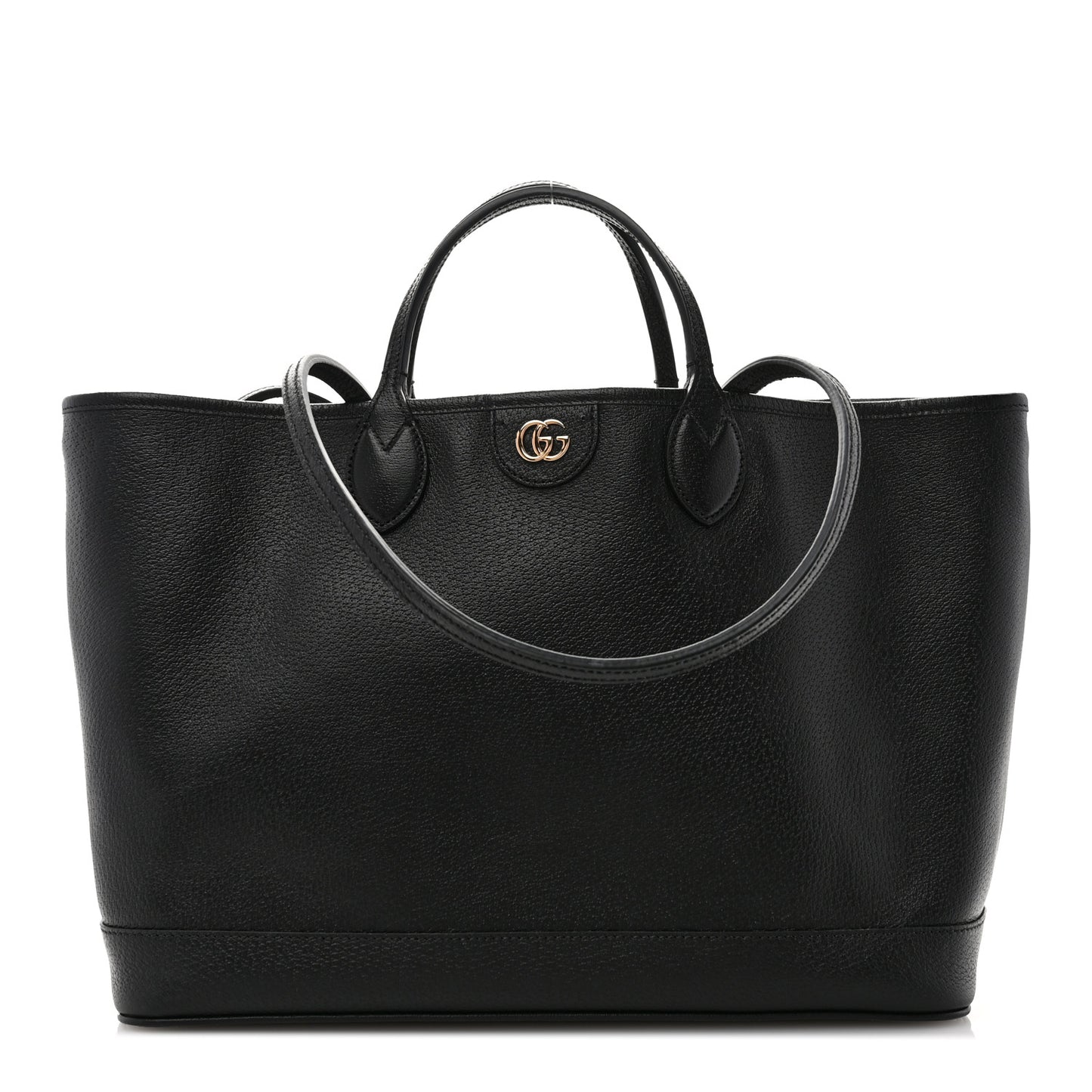 Textured Dollar Calfskin Medium Ophidia Shoulder Tote Bag Black