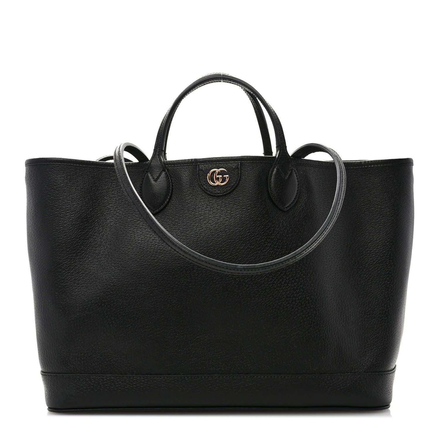 Gucci Textured Dollar Calfskin Medium Ophidia Shoulder Tote Bag Black 1 of 11
