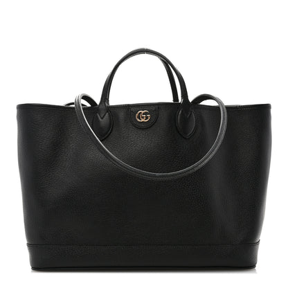 Gucci Textured Dollar Calfskin Medium Ophidia Shoulder Tote Bag Black 1 of 11