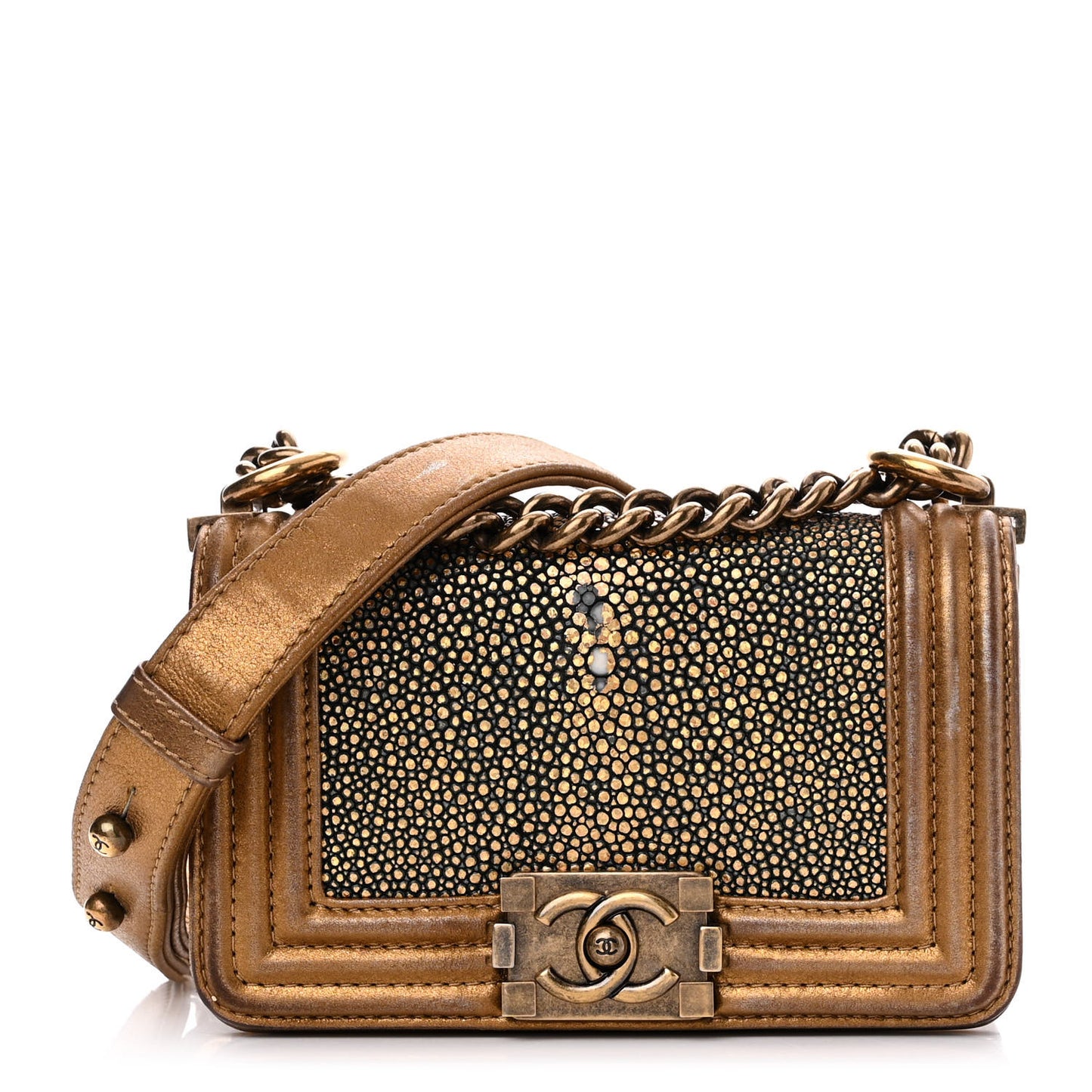 Galuchat Stingray Mini Boy Flap Gold