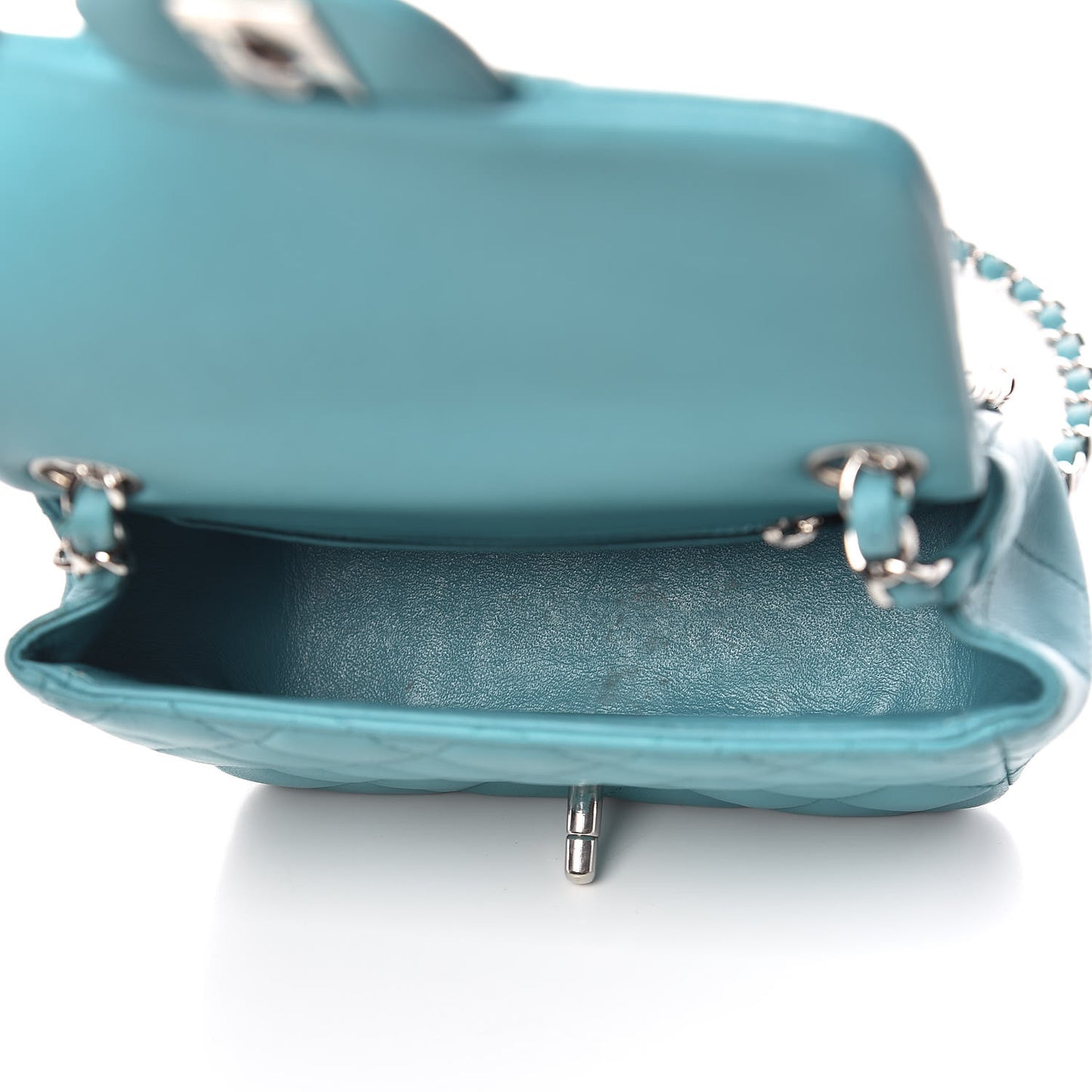 Lambskin Quilted Mini Square Flap Turquoise