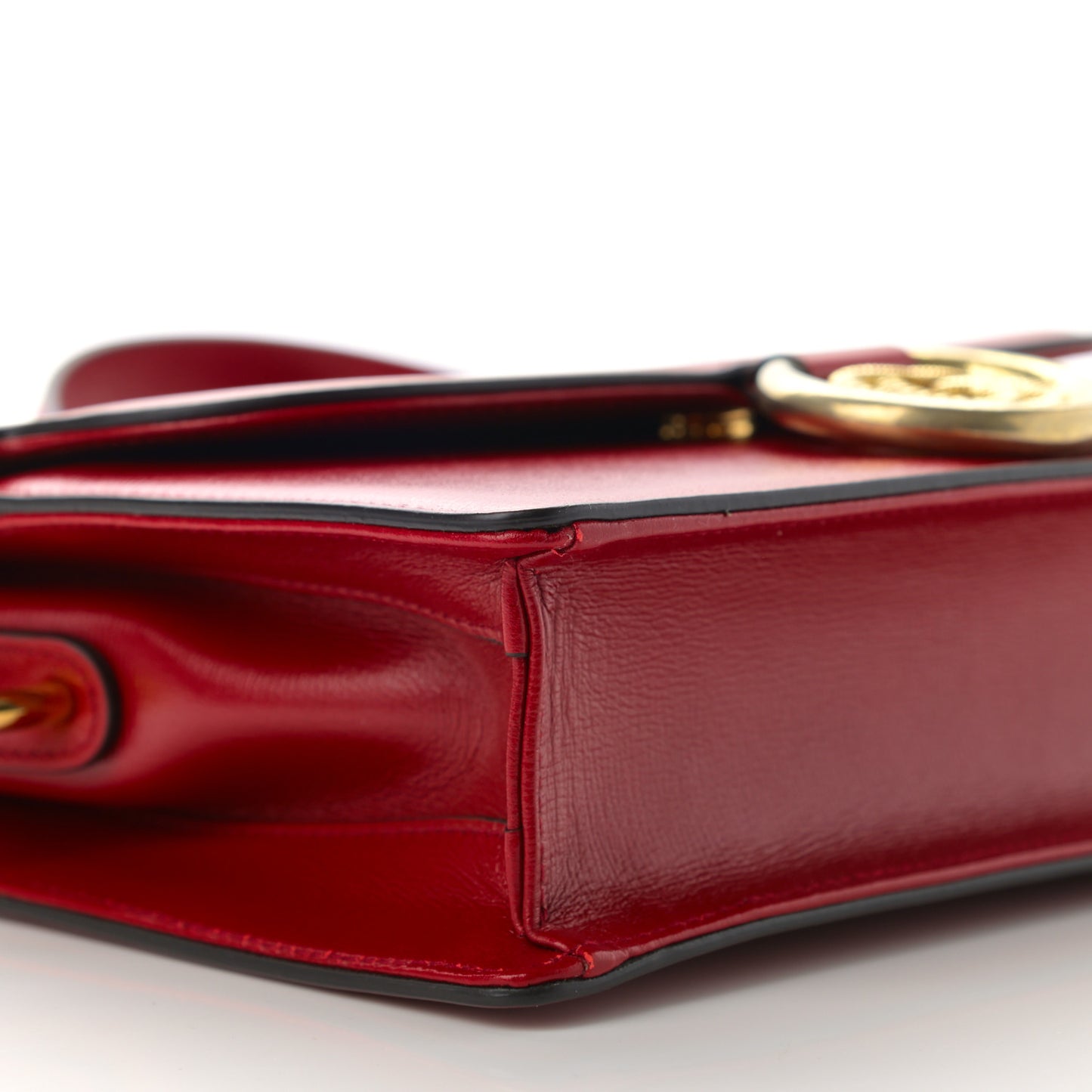 Textured Calfskin Small Torchon GG Ring Shoulder Bag New Cherry Red
