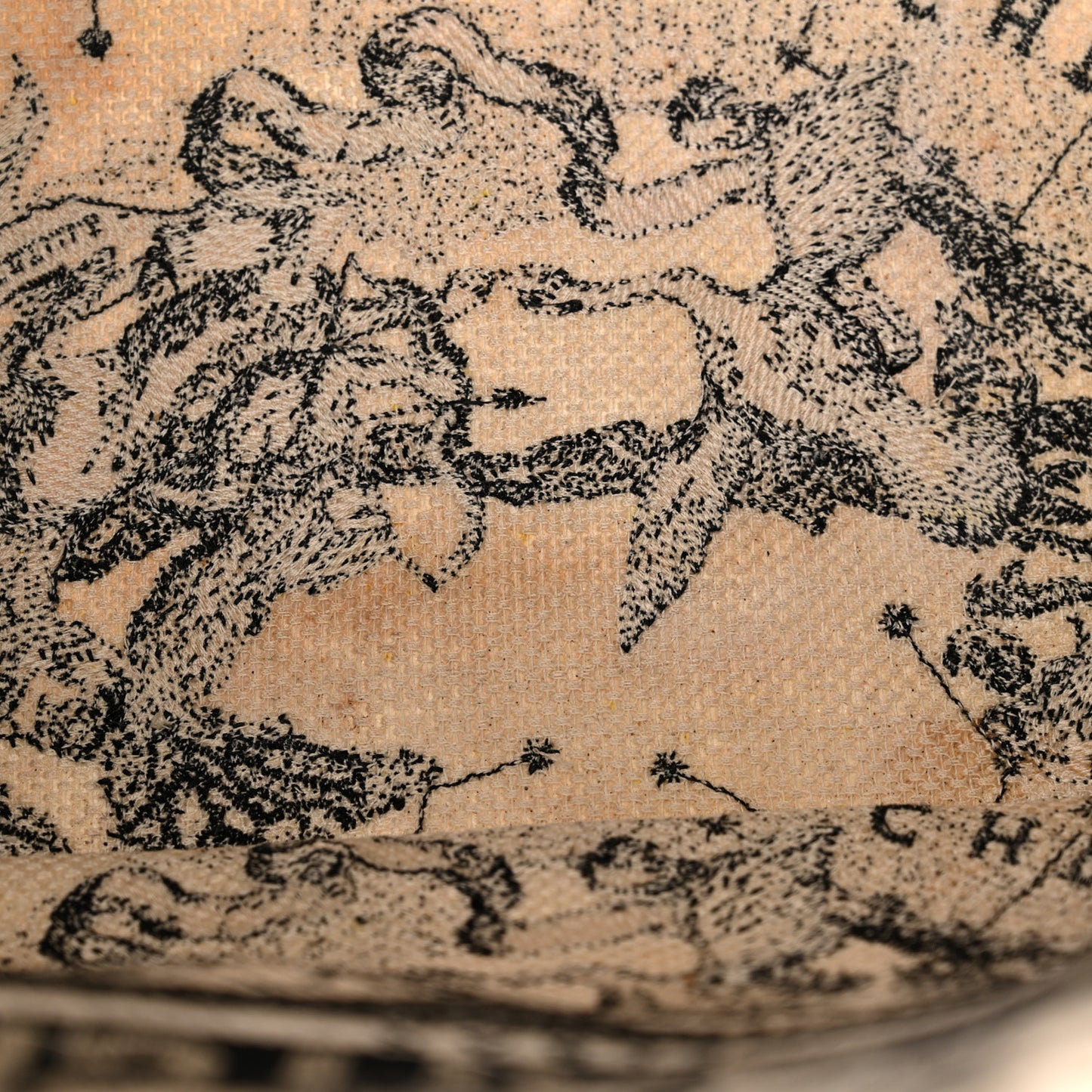 Canvas Zodiac Toile De Jouy Embroidered Medium Book Tote Latte