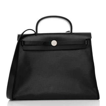 Hermes Toile H Berline Vache Hunter Herbag Zip PM 31 Black Ecru 3 of 13