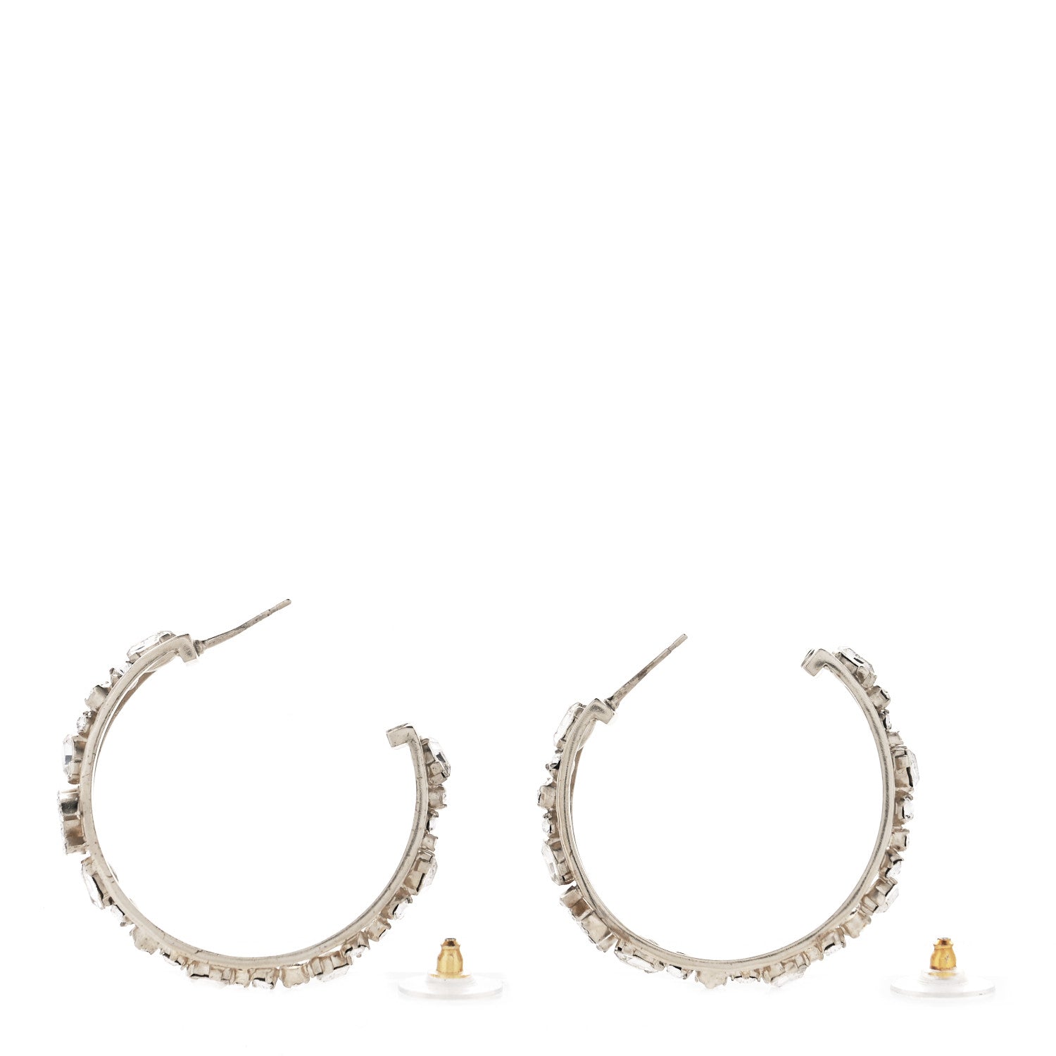 Chanel Marquise Crystal CC Hoop Earrings Gold 3 of 4