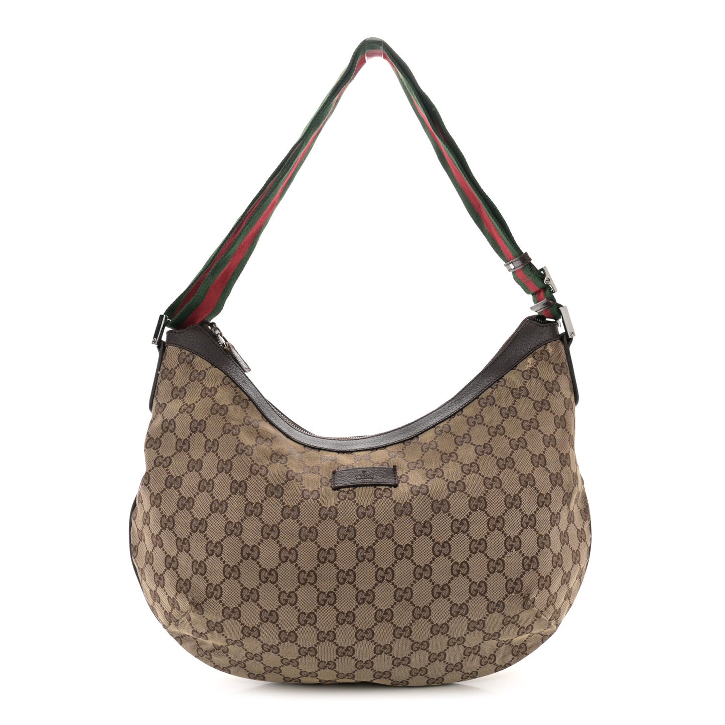 Monogram Web Medium Half Moon Hobo Dark Brown